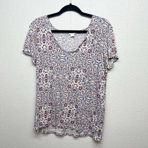 Caslon 100% Linen Floral Coastalgirl Beach Feminine Cottagecore Bohemian Top M - Picture 1 of 12